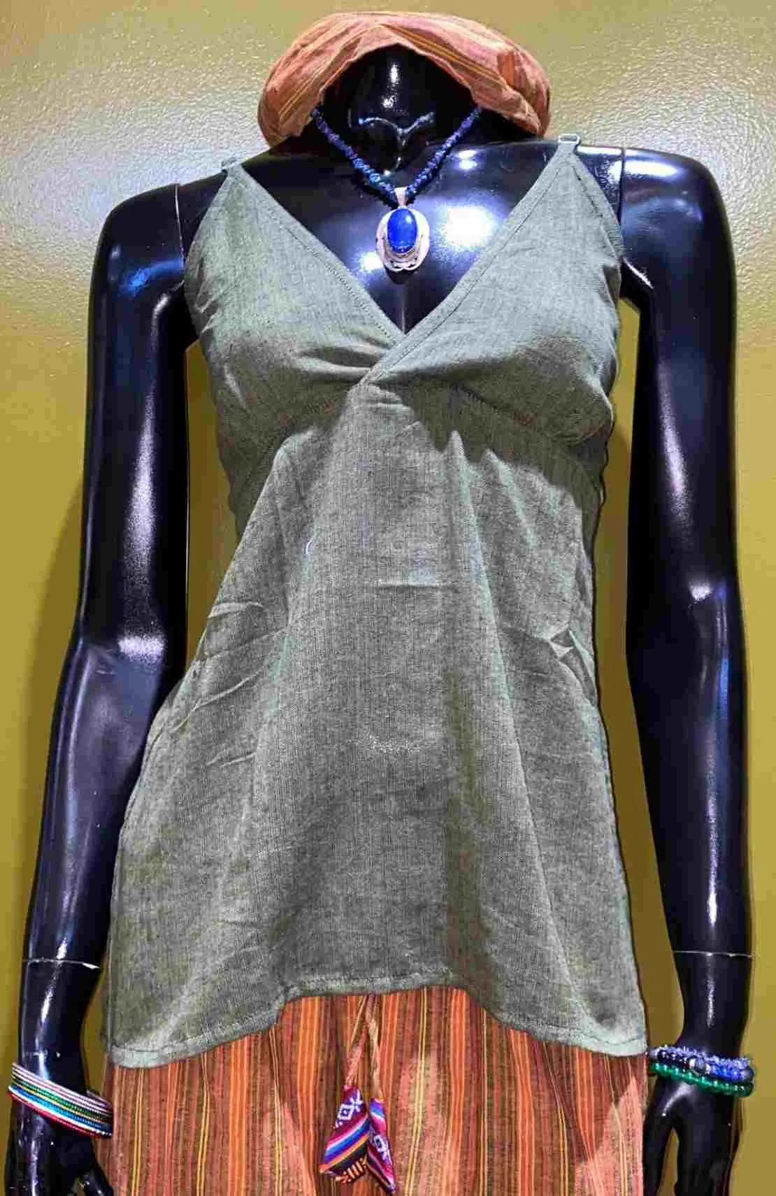 Cotton Spaghetti Strap Tank Top - Solid Color