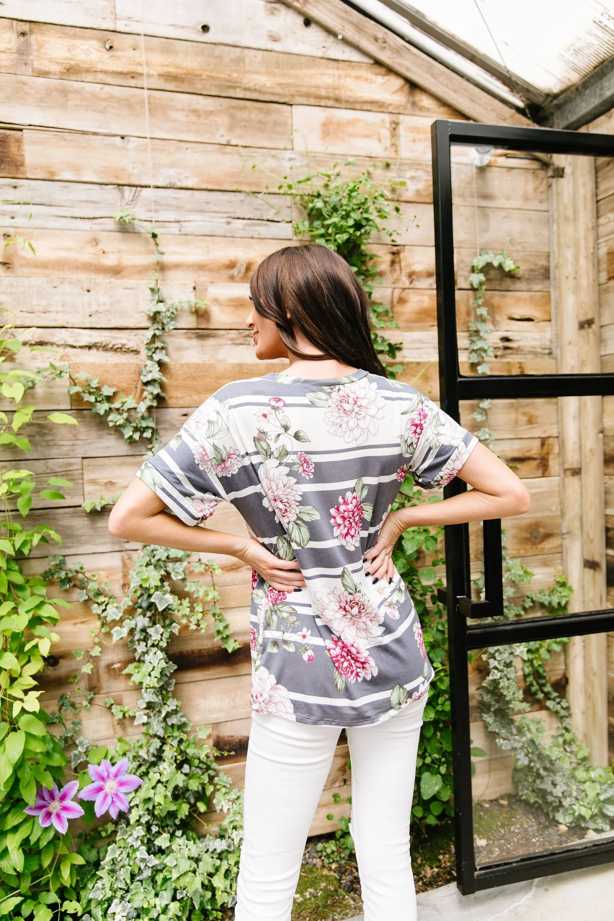 Flowers & Stripes Top