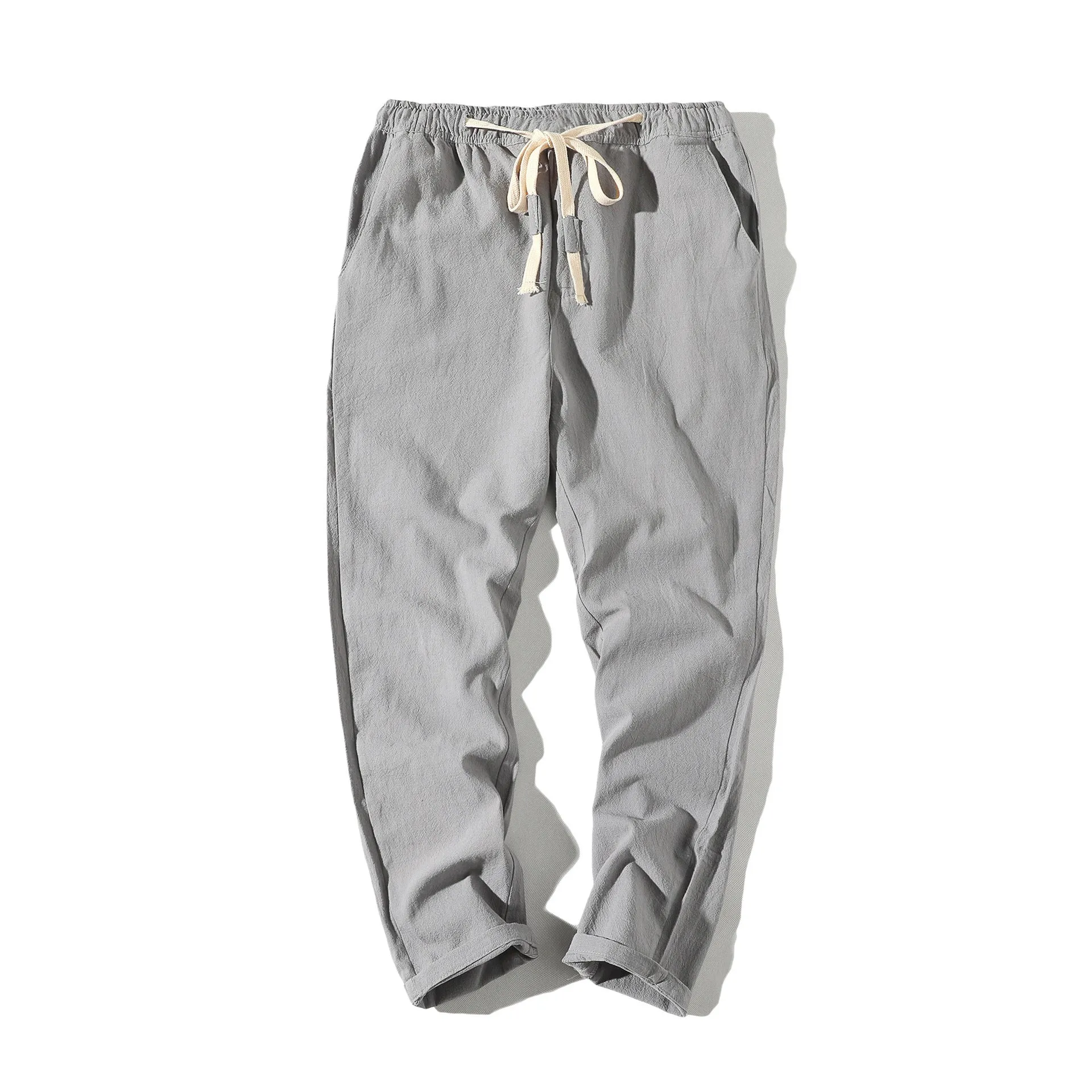 Line Ankle-Length Pants Men Summer Thin Casual Plus Size Loose Trendy Japanese Cotton Blend Pants