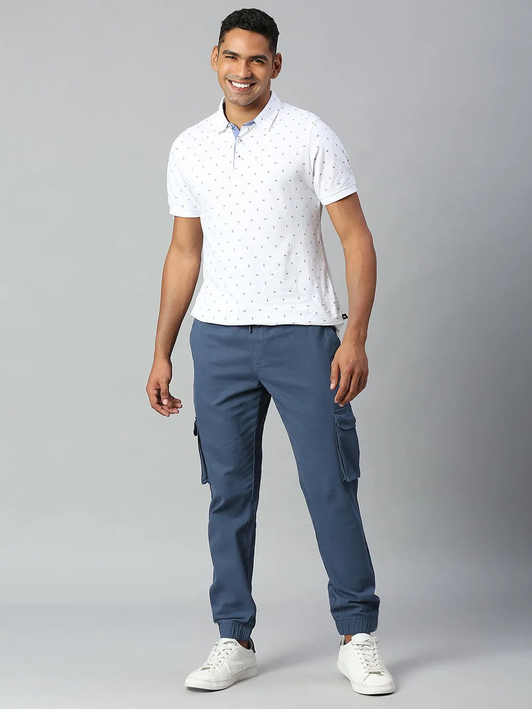Men's Tapered Fit Cotton Joggers (Petrol Blue)