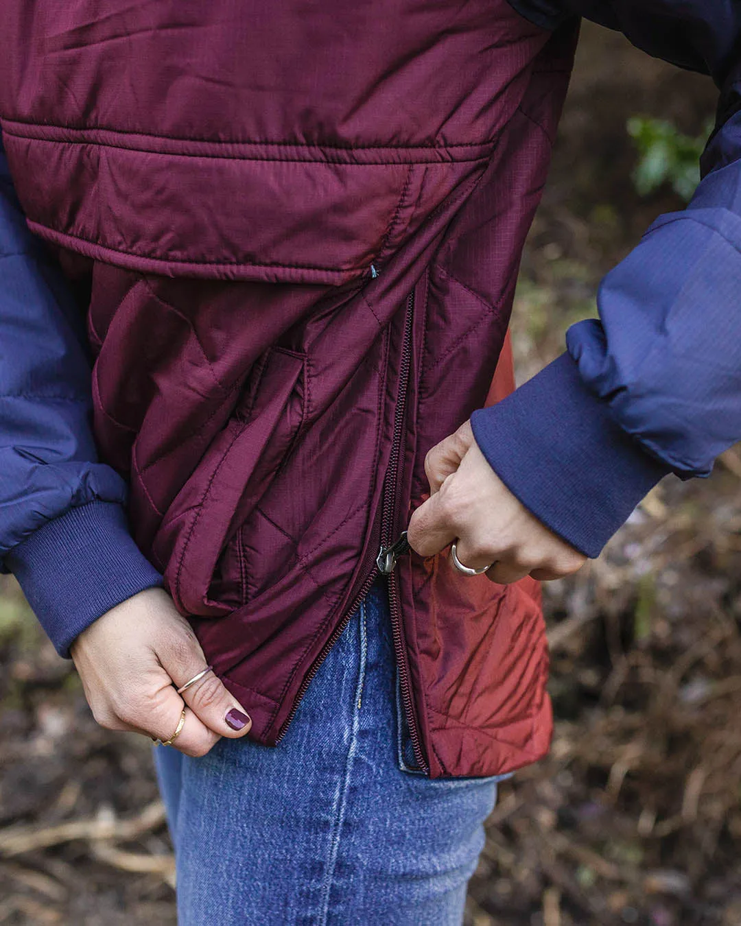 Ocean Recycled Insulated 1/2 Zip Jacket - Windsor Wine