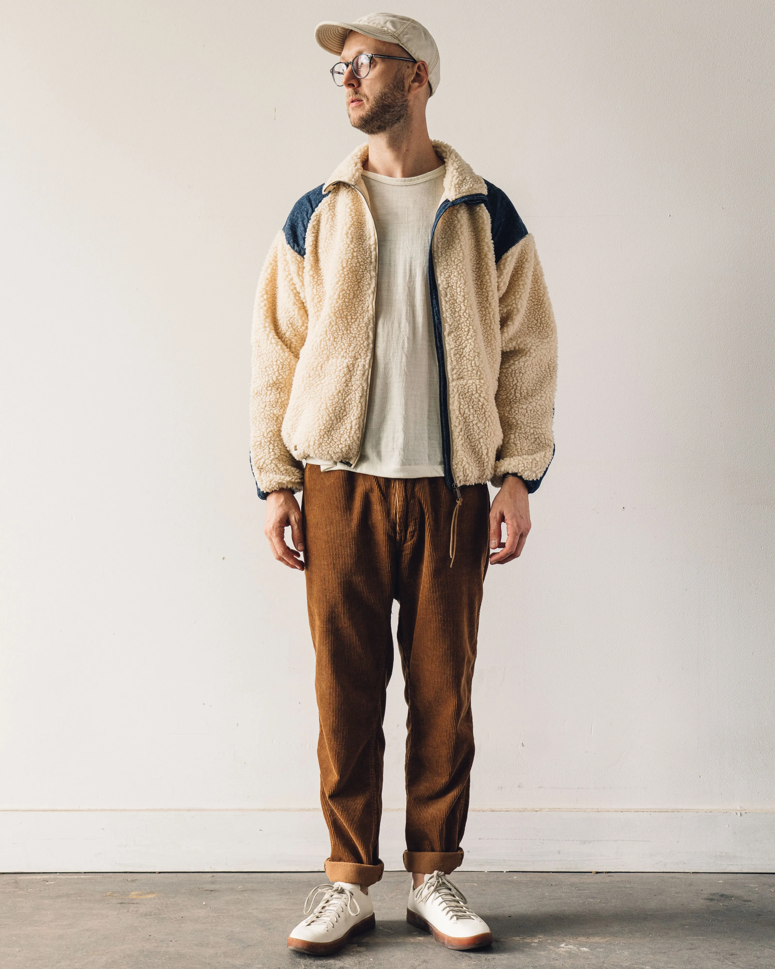 orSlow Fleece Jacket, Ecru/Denim