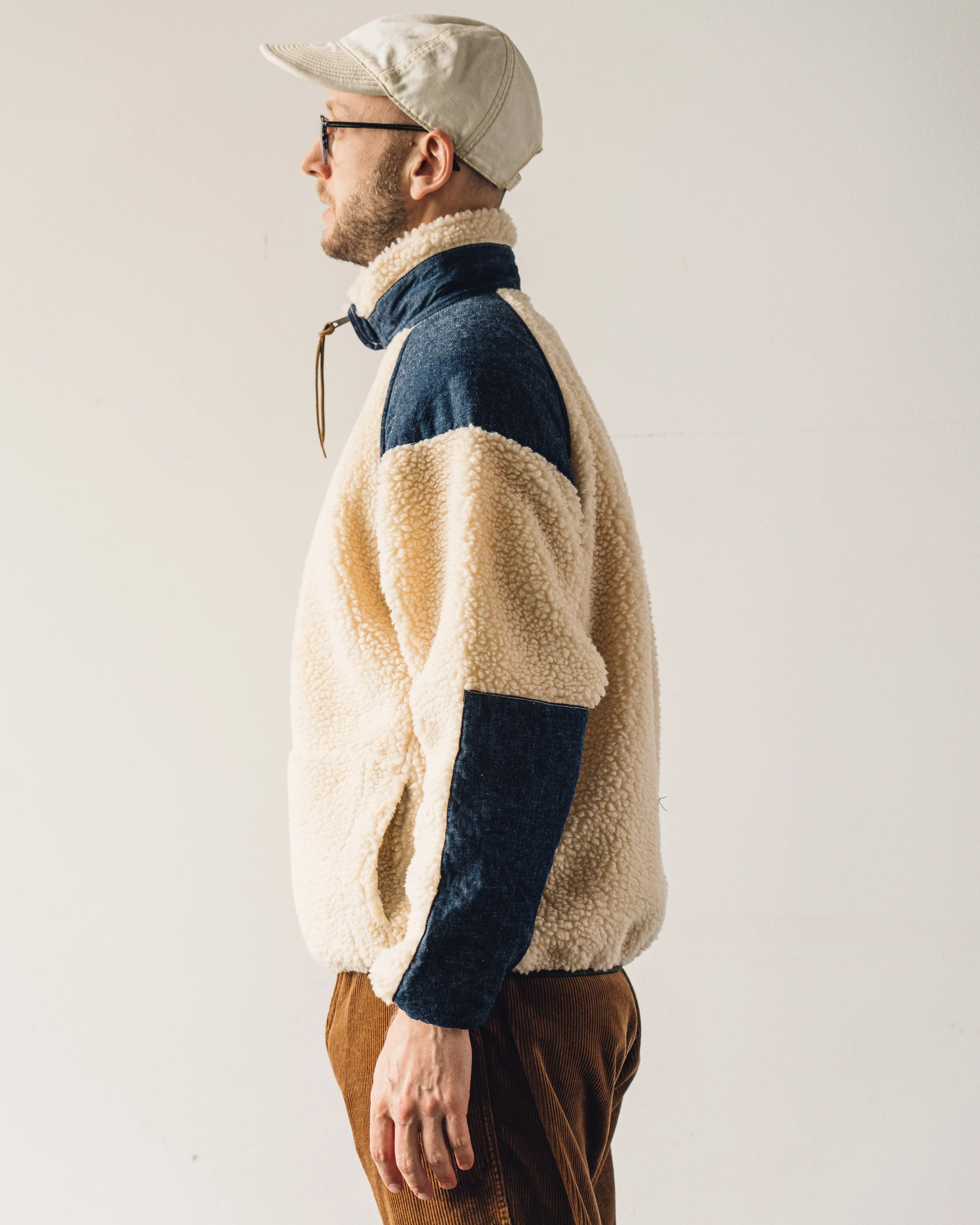 orSlow Fleece Jacket, Ecru/Denim
